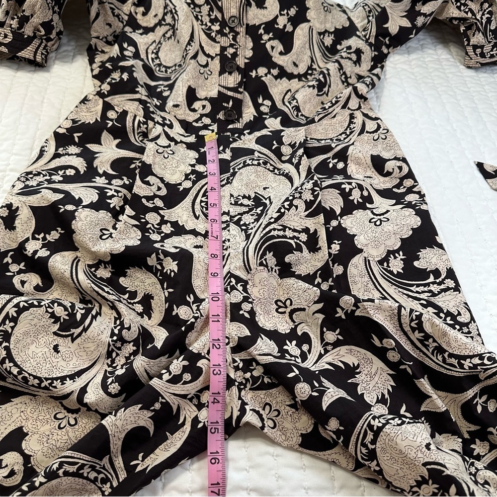 Rebecca Taylor Paisley Jumpsuit 100% Cotton Brown Belted With Pockets Size M - Picture 11 of 16